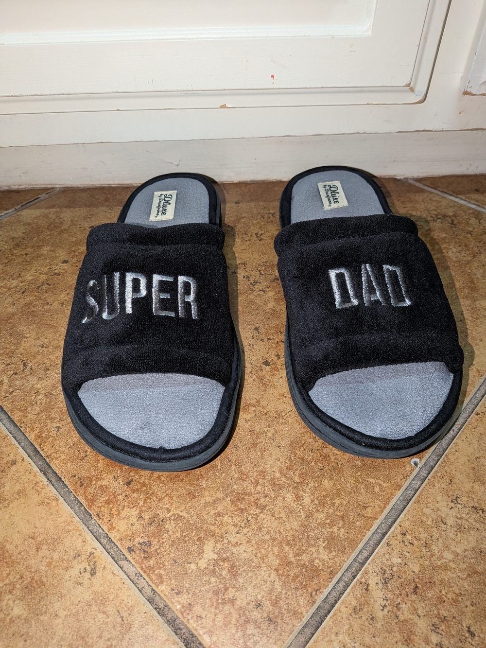Men's Dluxe by Dearfoams, Super Dad Slide Slippers, size L (11 - 12)